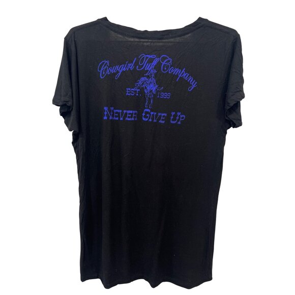 Cowgirl Tuff Co Embellished Short Sleeve T Shirt Womens XXL Black Blue Essential - Picture 2 of 5